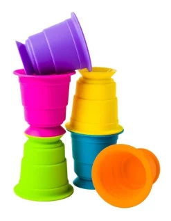 Discount 🔥 FAT BRAIN TOY CO. Suction Kupz For 12m-5y Kids/Toddler Silicone Stacking Cups Toy 🌟