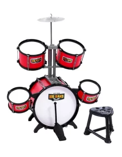 Deals 👏 Keezi Kids 7 Drum Set Junior Drums Kit Musical Play Toys Childrens Mini Big Band ✔️