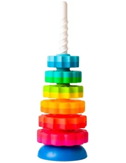 Best Sale ⌛ FAT BRAIN TOY CO. Fat Brain Stacking Toy Co SpinAgain 1-4y Baby/Kids/BPA Free Plastic Screw Disc ⌛